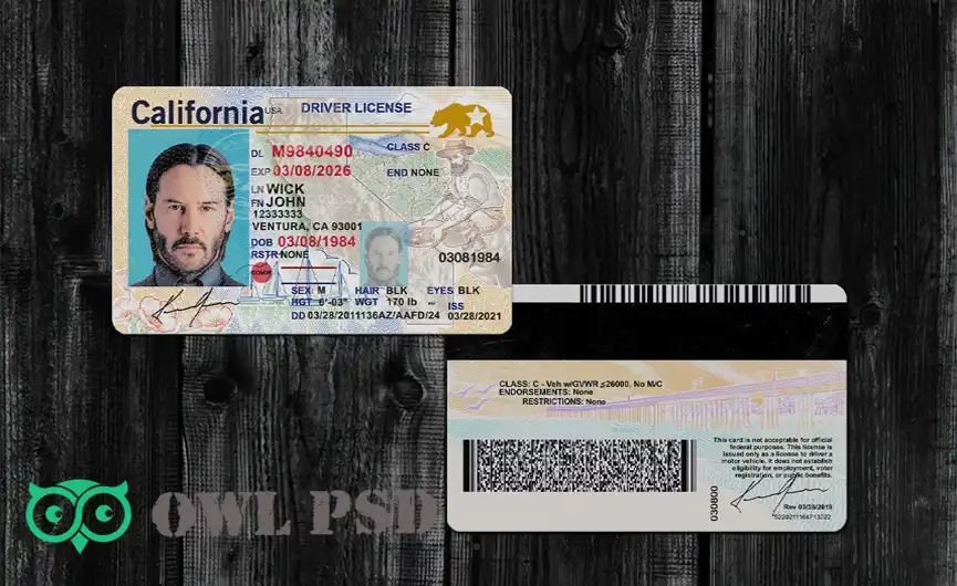 United States (California) Driver License New Template