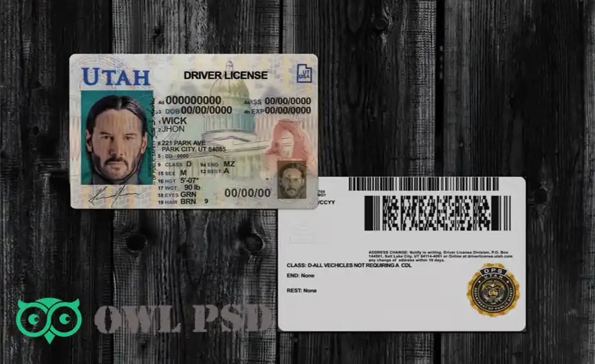 United States (Utah) Driver License New Template