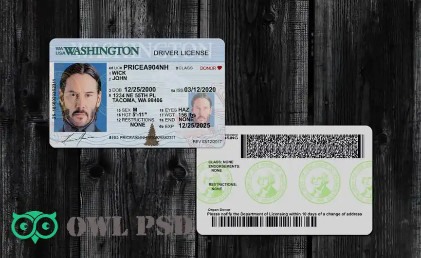 United States (Washington) Driver License New Template