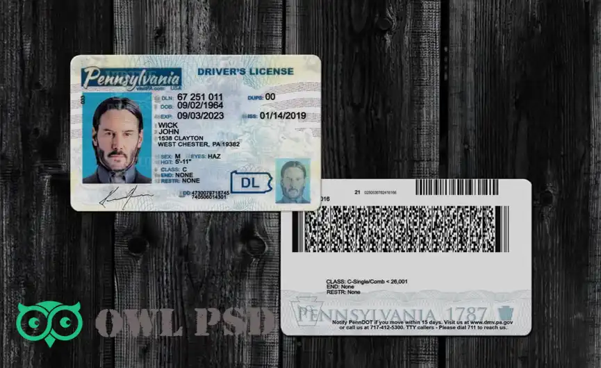 United States (Pensylvania) Driver License New Template