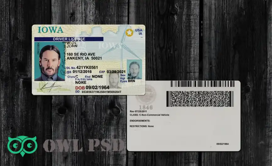 United States (Iowa) Driver License Old Template