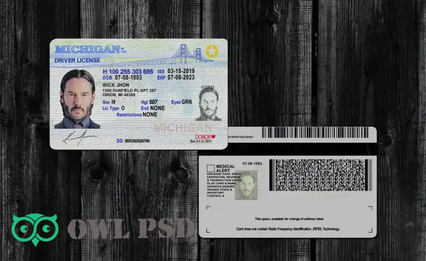 United States (Michigan) Driver License New Template