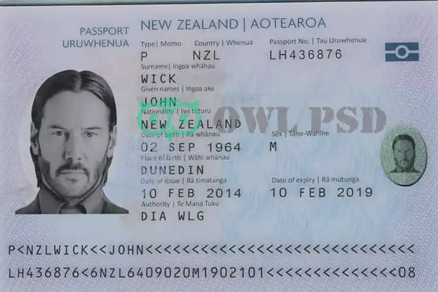 New Zealand Passport Template 2009