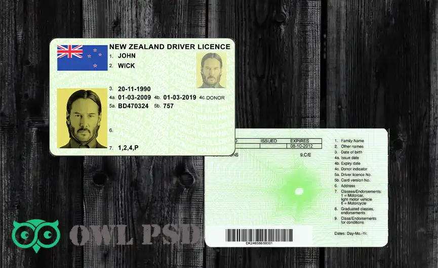 New Zealand Driver License Template