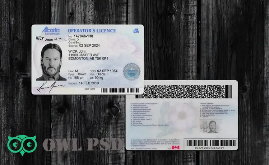 United States (Alberta) Driver License New Template