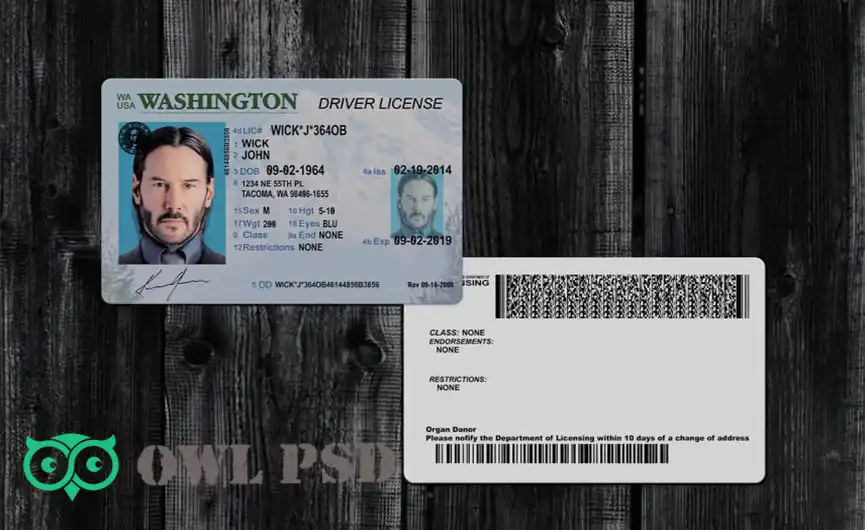 United States (Washington) Driver License Old Template