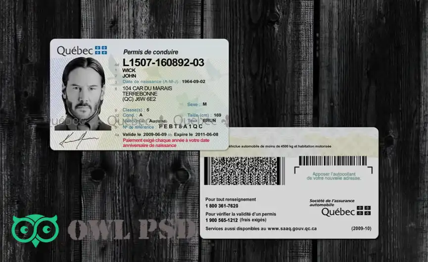 United States (Quebec) Driver License Old Template