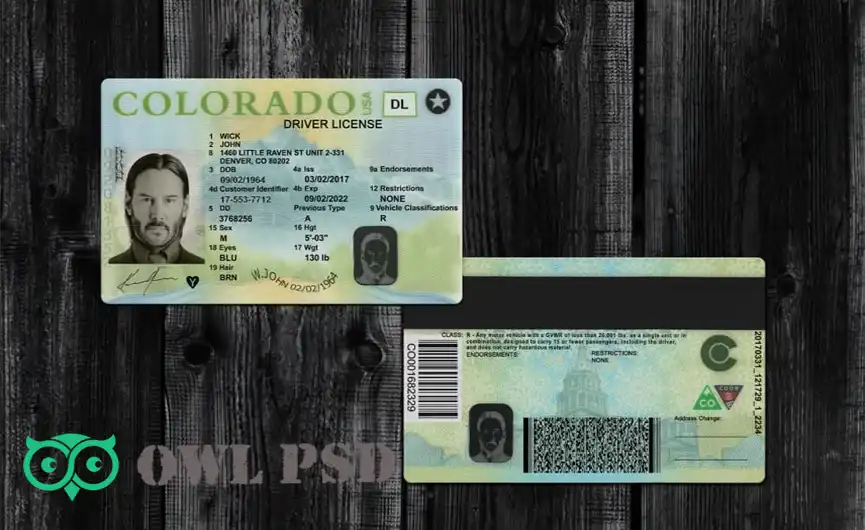 United States (Colorado) Driver License New V1 Template