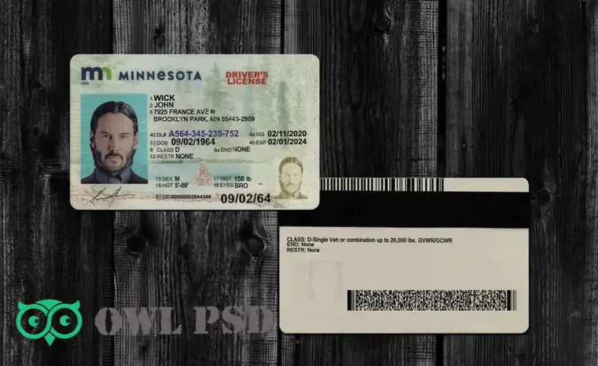 United States (Minnesota) Driver License New Template