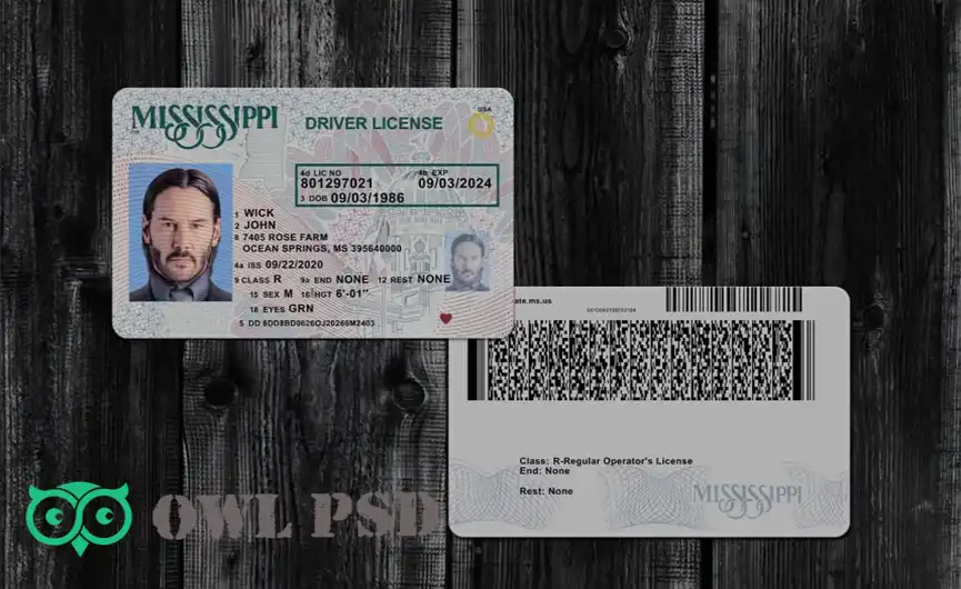 United States (Missisipi) Driver License New Template