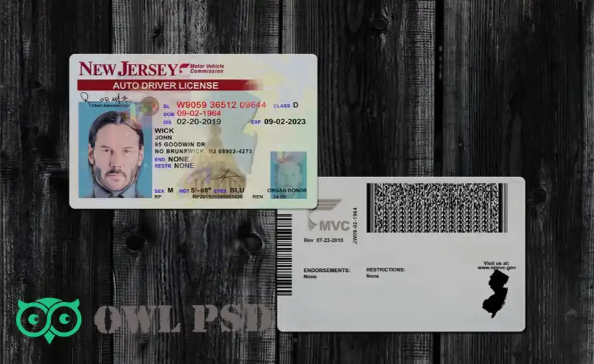 United States (New Jersey) Driver License New Template