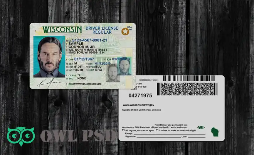United States (Wisconsin) Driver License Old Template