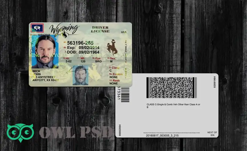 United States (Wyoming) Driver License Old Template