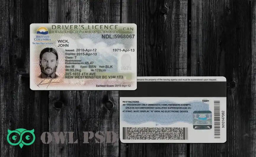 United States (British Columbia) Driver License New Template