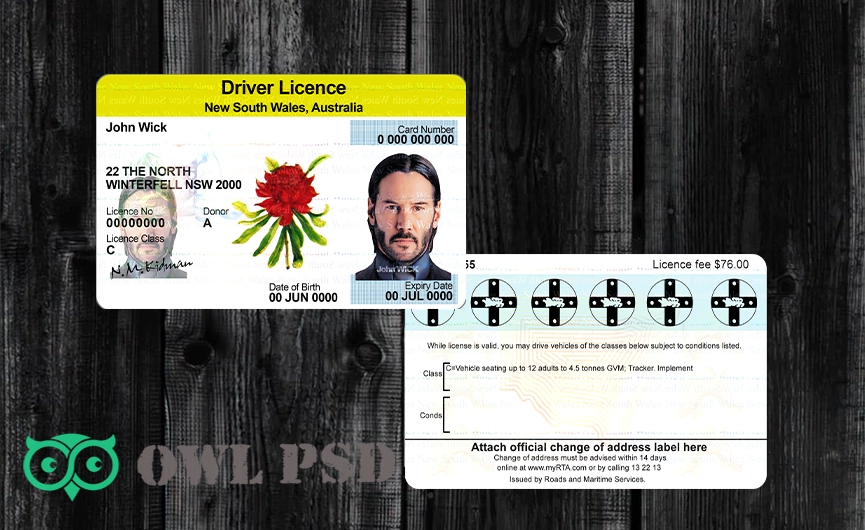 Australia (NSW) Driver License New Template