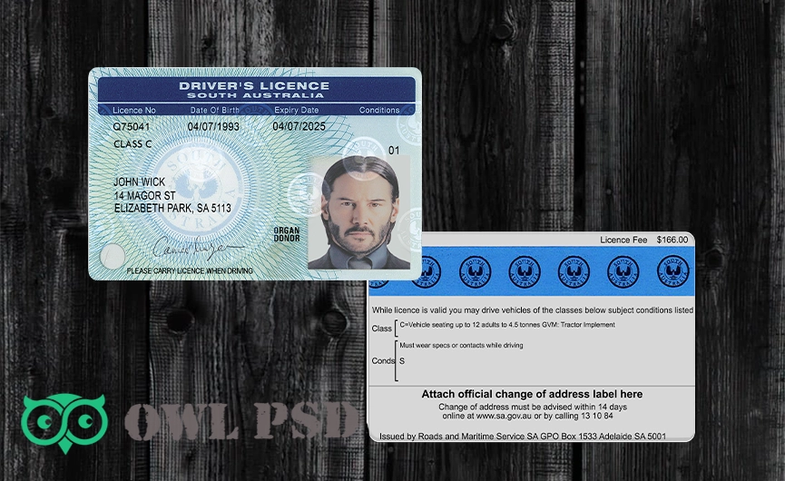 Australia (SA) Driver License New Template