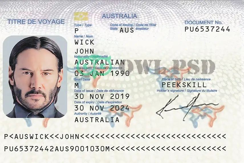 Australia Passport Template 2014