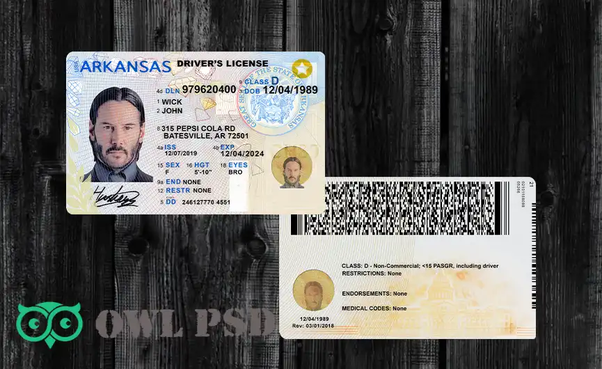 United States (Arkansas) Driver License New Template