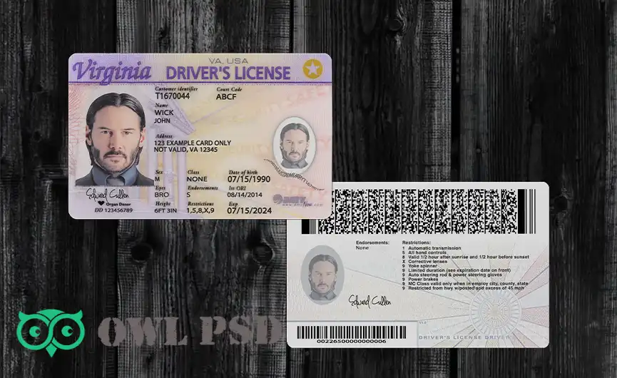 United States (Virginia) Driver License Old Template
