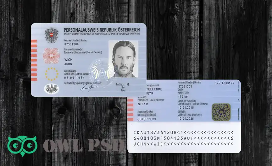 Austria ID Card Template 2010