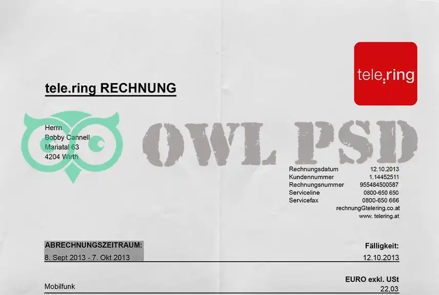Austria Tele.ring Utility Bill Template