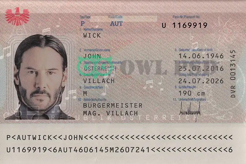 Austria Passport Template 2014