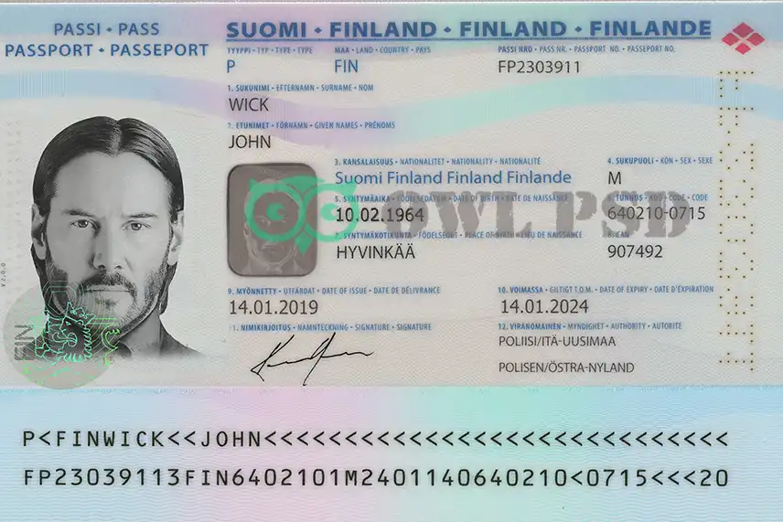 Finland Passport Template 2017