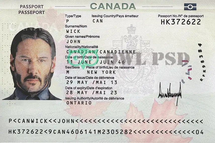 Canada Passport Template 2013