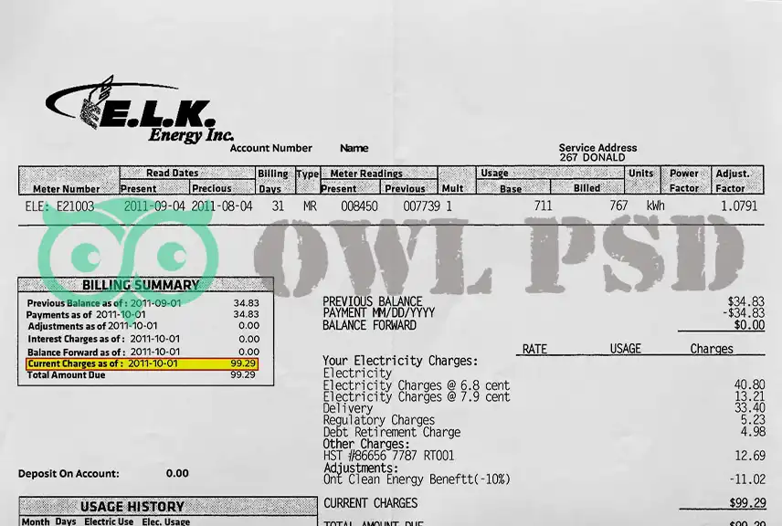 Canada E.L.K. Energy Utility Bill Template