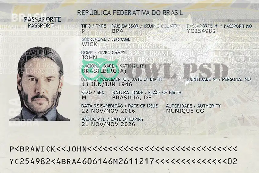 Brazil Passport Template 2016