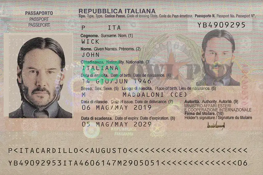 Italy Passport Template 2010