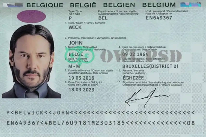 Belgium Passport Template 2014
