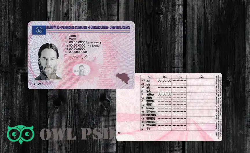Belgium Driver License Template 2013