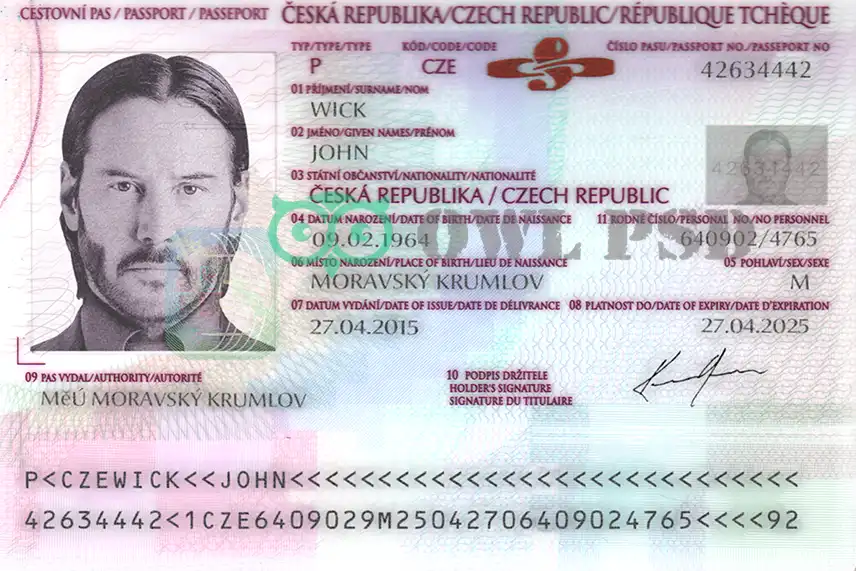 Czech Republic Passport Template 2006