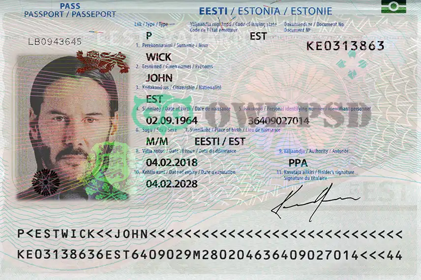 Estonia Passport Template 2014