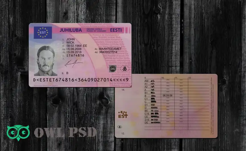 Estonia Driver License Template 2013