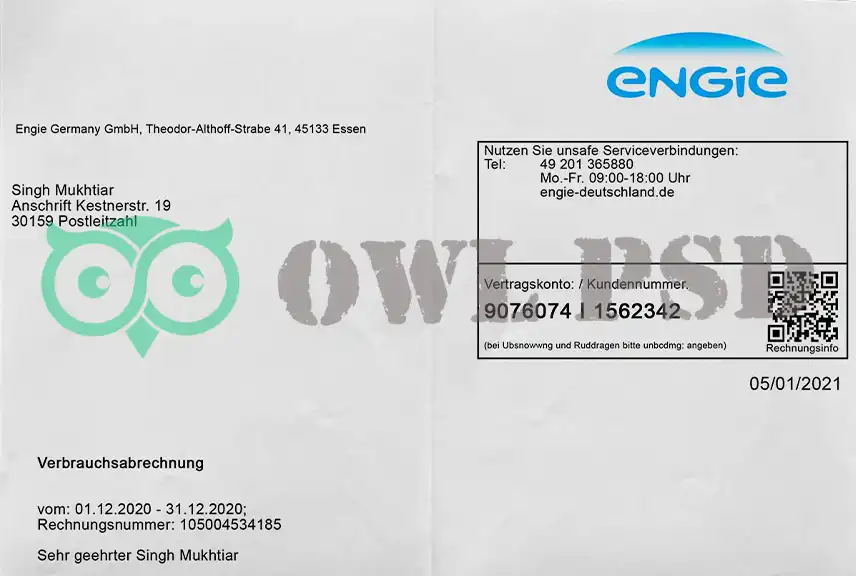 France Engie Utility Bill Template