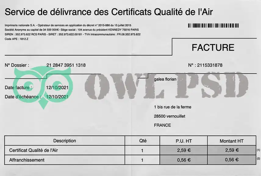 France Grenoble Utility Bill Template