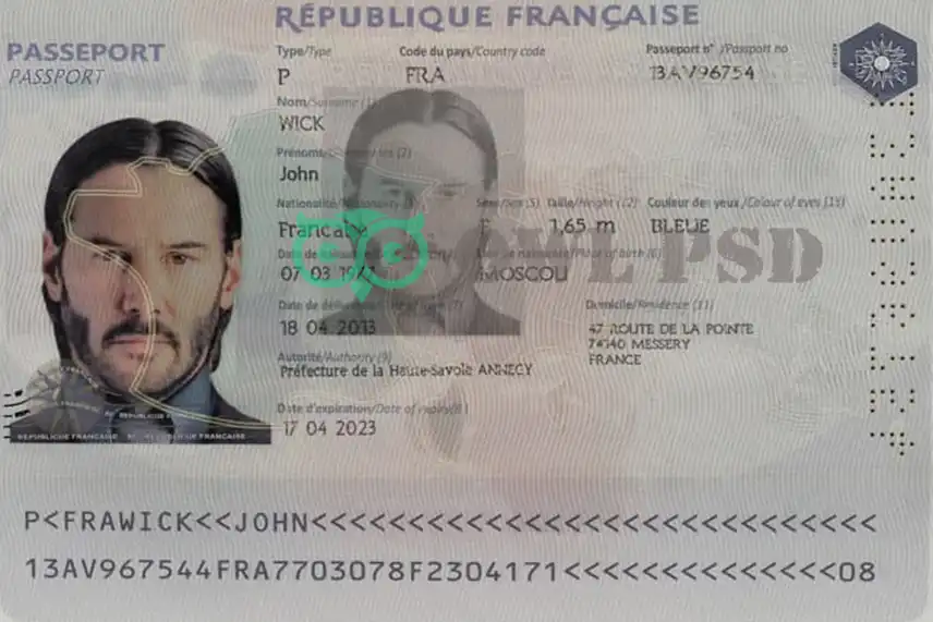 France Passport Template 2006
