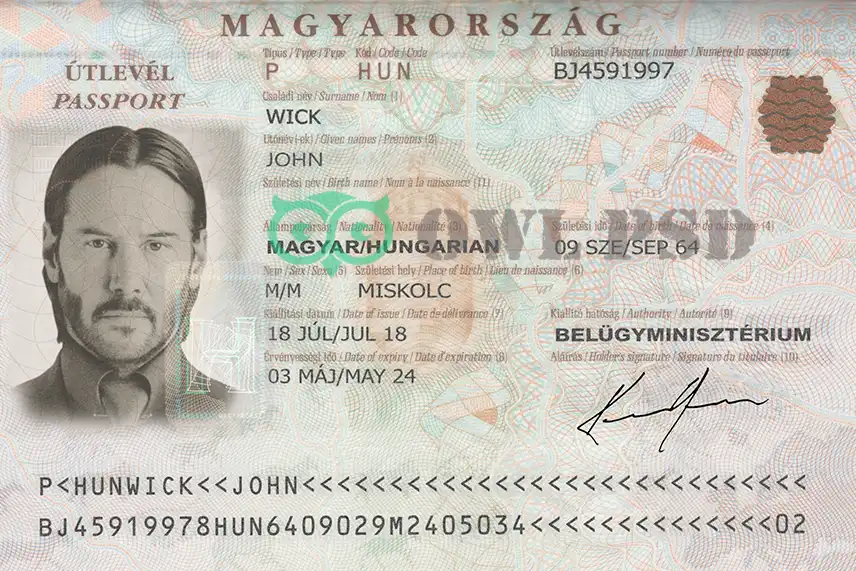 Hungary Passport Template 2012