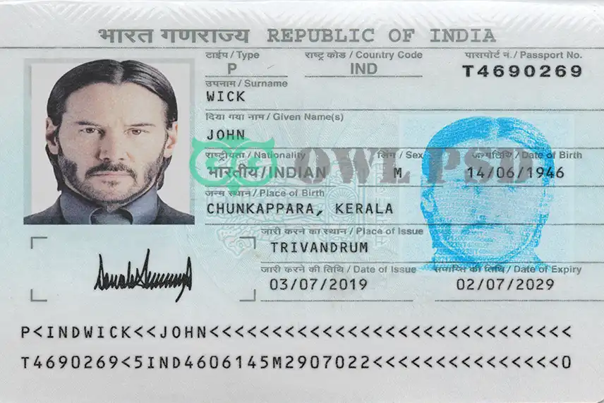 India Passport Template 2000