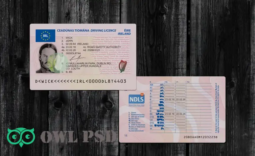 Ireland Driver License Template 2013
