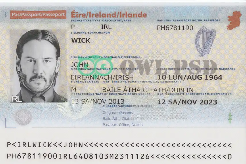 Ireland Passport Template 2013