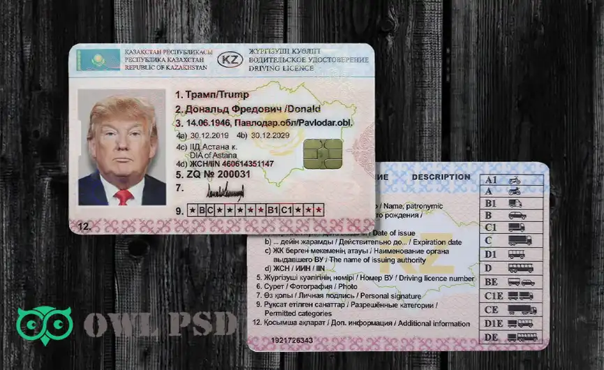 Kazakhstan Driver License Template 2015