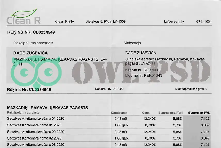 Latvia Clean R Utility Bill Template