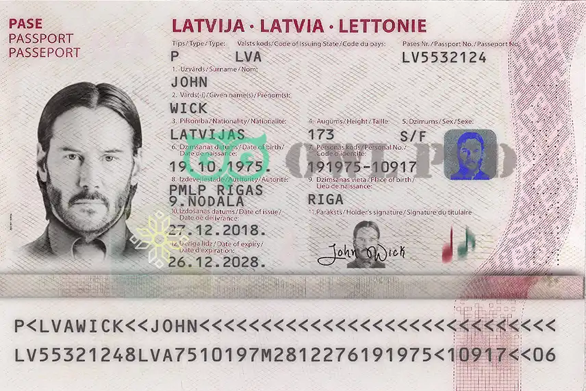Latvia Passport Template 2015