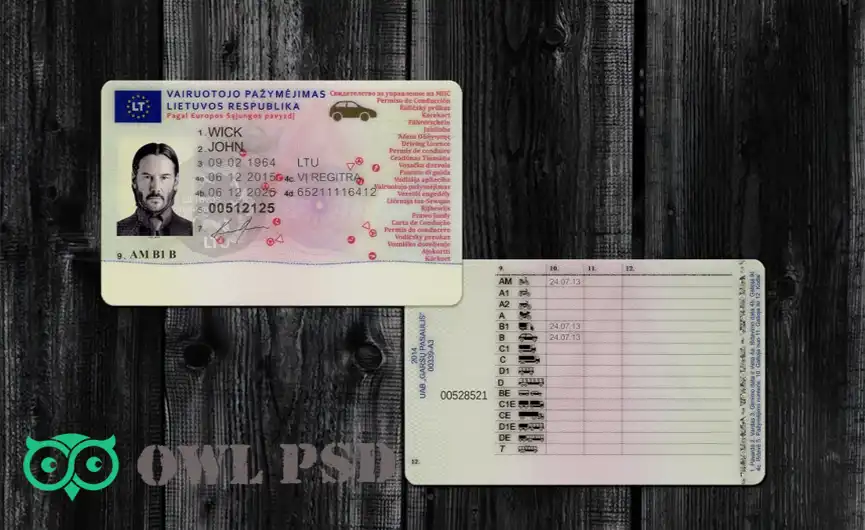 Lithuania Driver License Template 2013