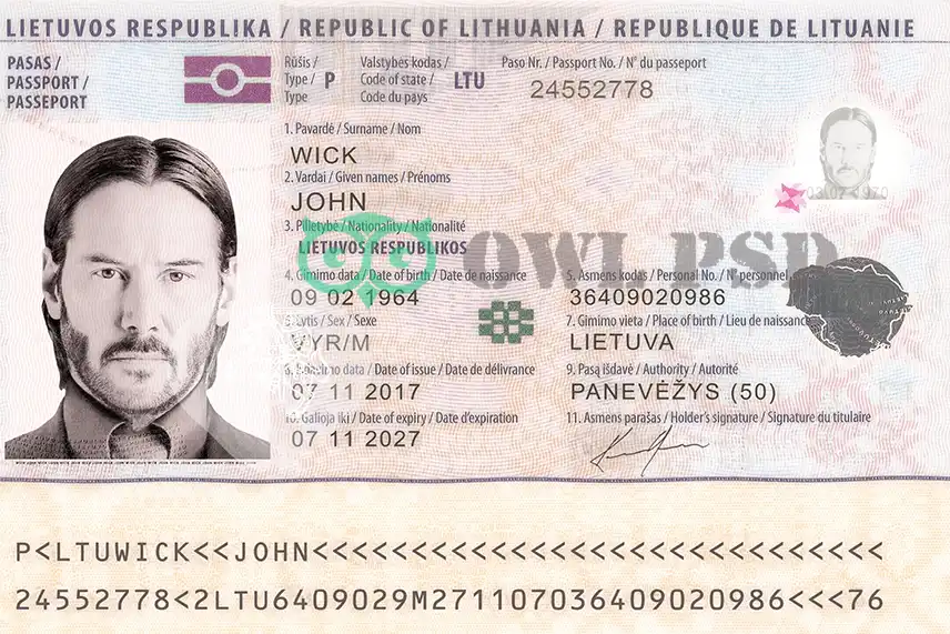 Lithuania Passport Template 2011