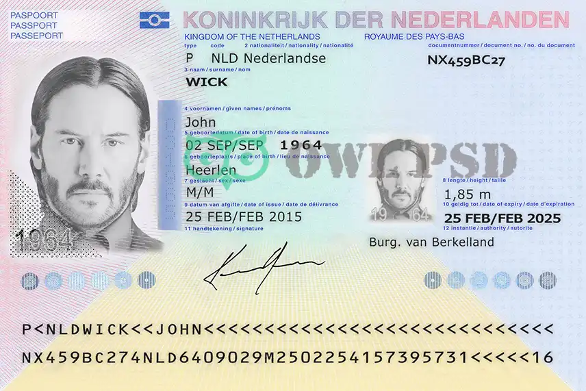 Netherlands Passport Template 2014