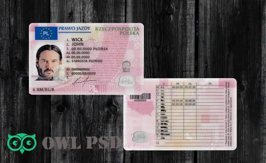 Poland Driver License Template 2019
